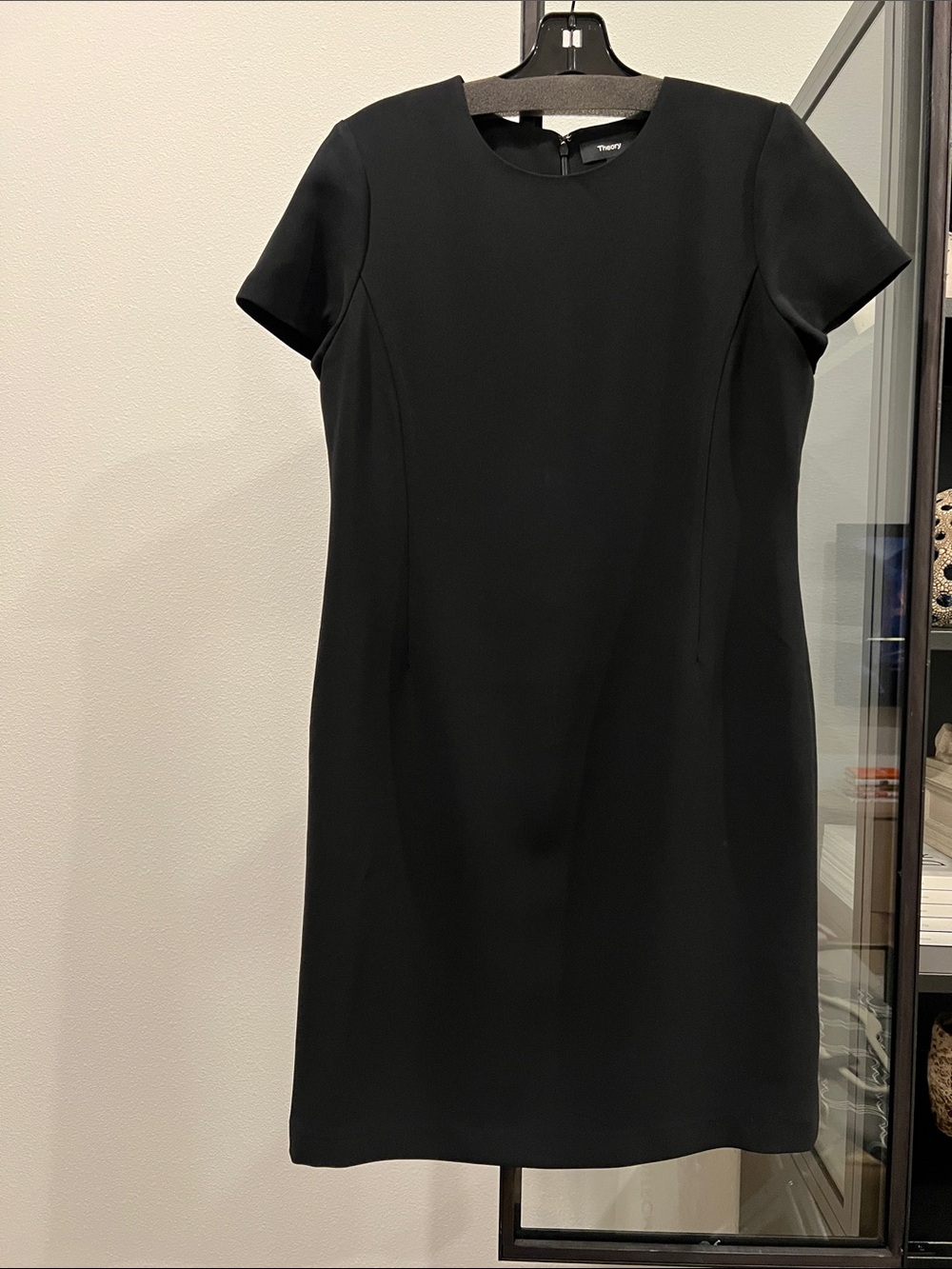 Theory Good Wool Classic Black Short-Sleeve Shift Dress